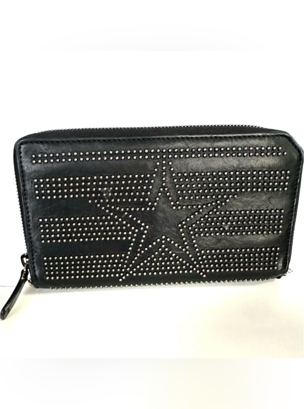 Jimmy Choo Black Studded Star Zip Wallet